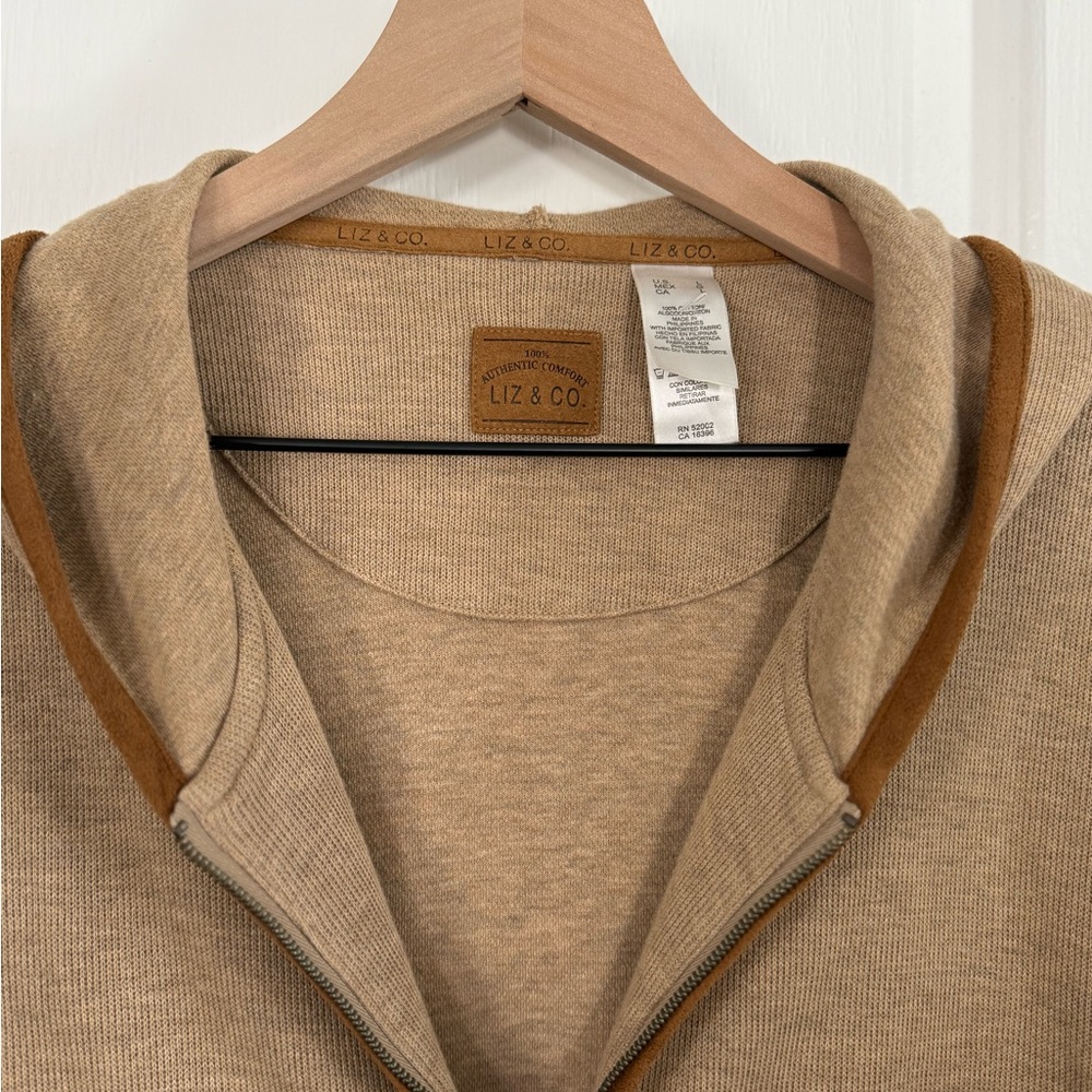 Liz & Co. Zip-Up Hooded Knit Jacket | 100% Cotton | Size L - Picture 4 of 6
